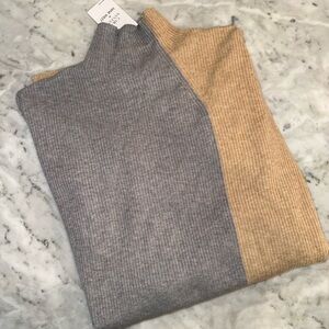 Nine West Gray and Tan Cowl Neck Sweater